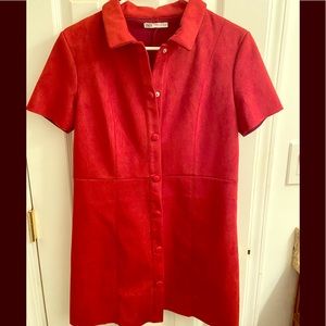 Zara - Red suede button up dress